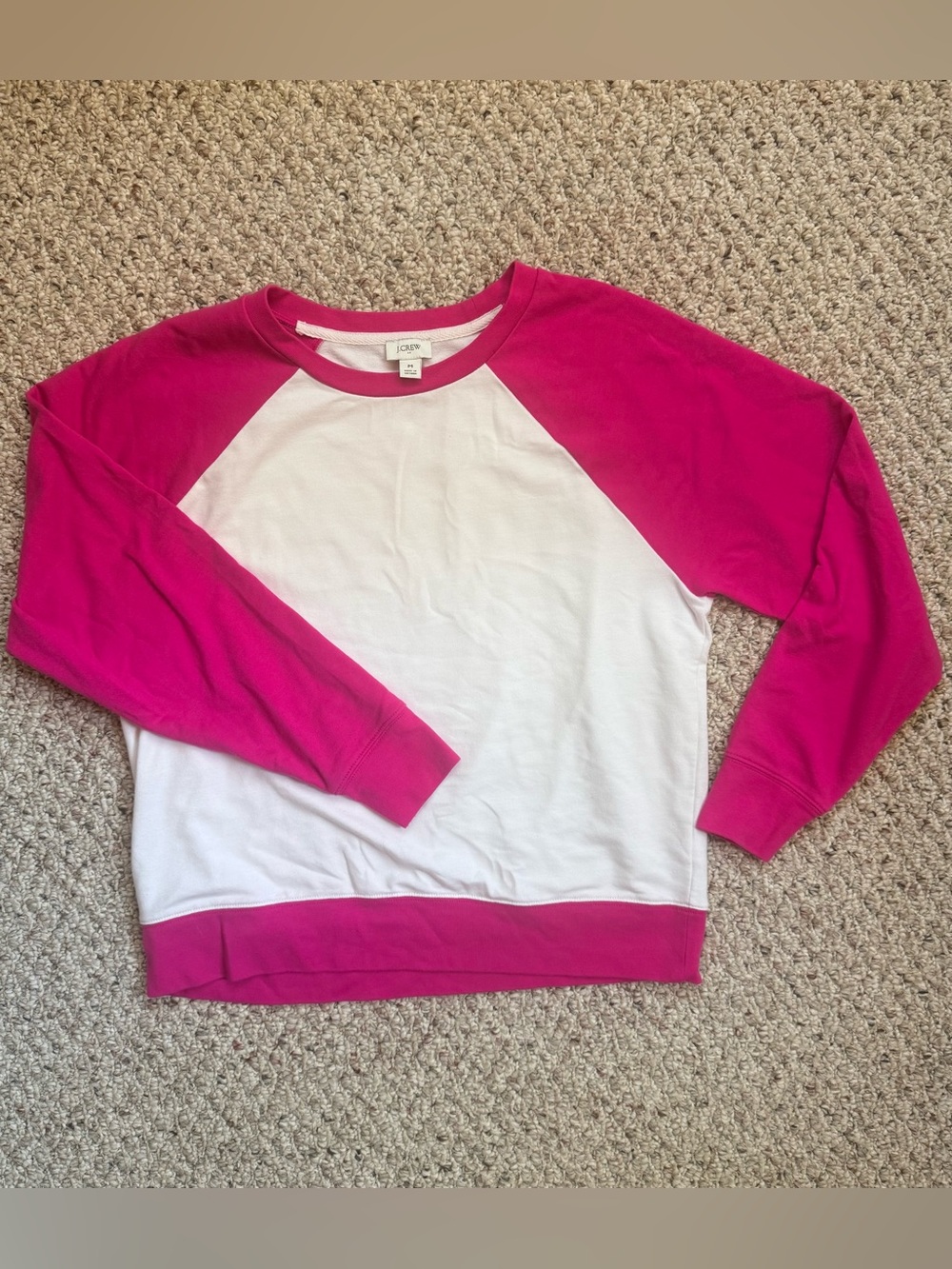 J.Crew Women’s Pink & White Colorblock Raglan Sweatshirt | Size M